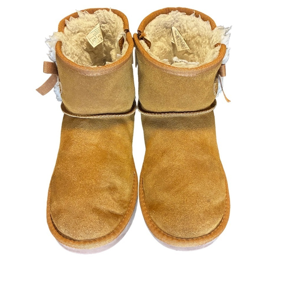 Koolaburra by UGG Victoria Mini Boots Size 5 Tan Suede Bow - Picture 2 of 8